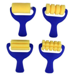 Lot De 4 Rouleaux À Peindre En Éponge De Mousse - Motifs Fantaisie - Ctop
