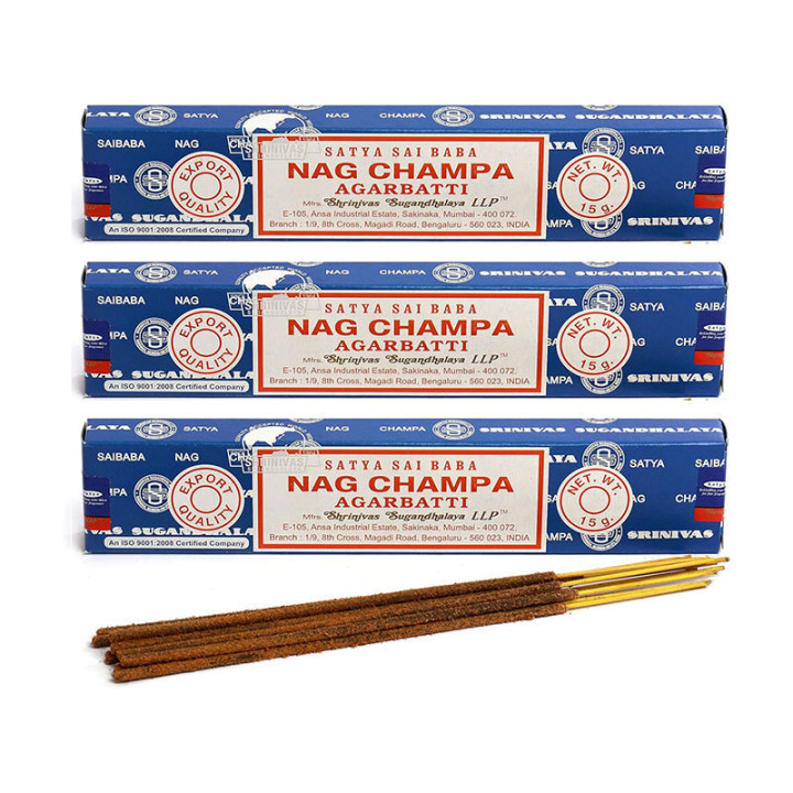 Bâtons d'encens - Naturels - Indien - Nag Champ Sai Baba - Lot de 3 boîtes