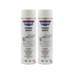 2 bombes d'apprêt - Sous-couche - Blanc - Pour peinture claires - Carrosserie - Presto - 500ml