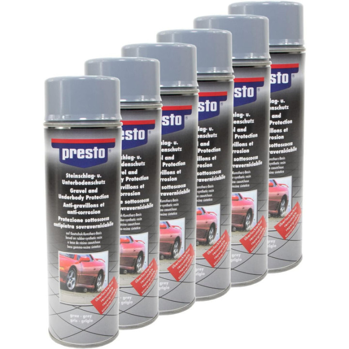 6 bombes de peinture - Protection bas de caisse de voiture - Anti gravillons - Gris