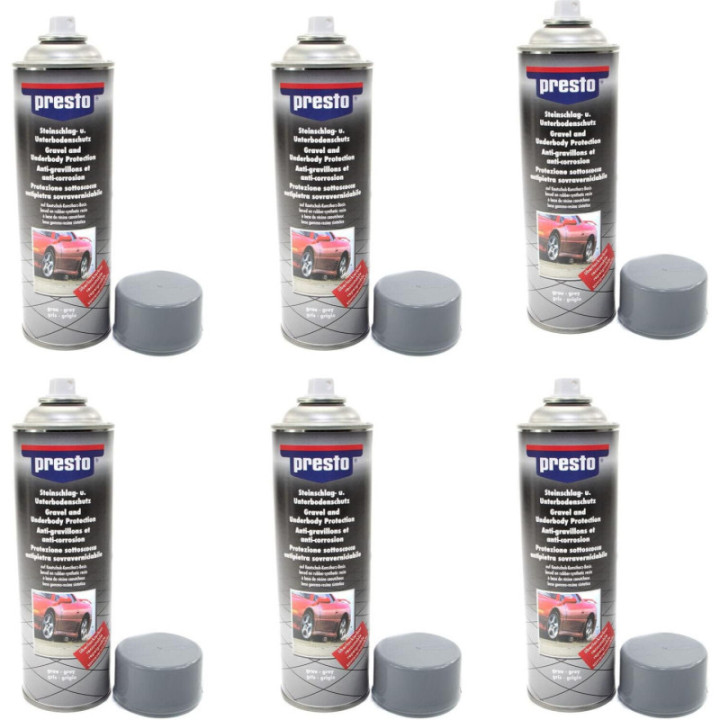 6 bombes de peinture - Protection bas de caisse de voiture - Anti gravillons - Gris