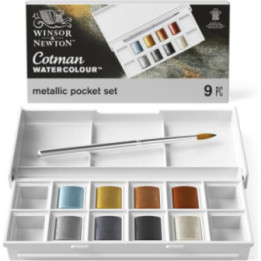 Coffret - Peinture aquarelle - 8 couleurs métalliques - Winsor et Newton - Cotman