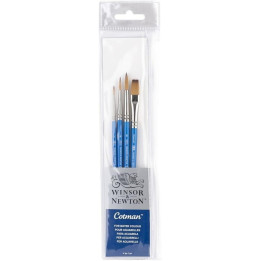 Pinceaux - Rond - Plat - Aquarelle - Synthétiques - 4 tailles - Winsor et Newton - Cotman