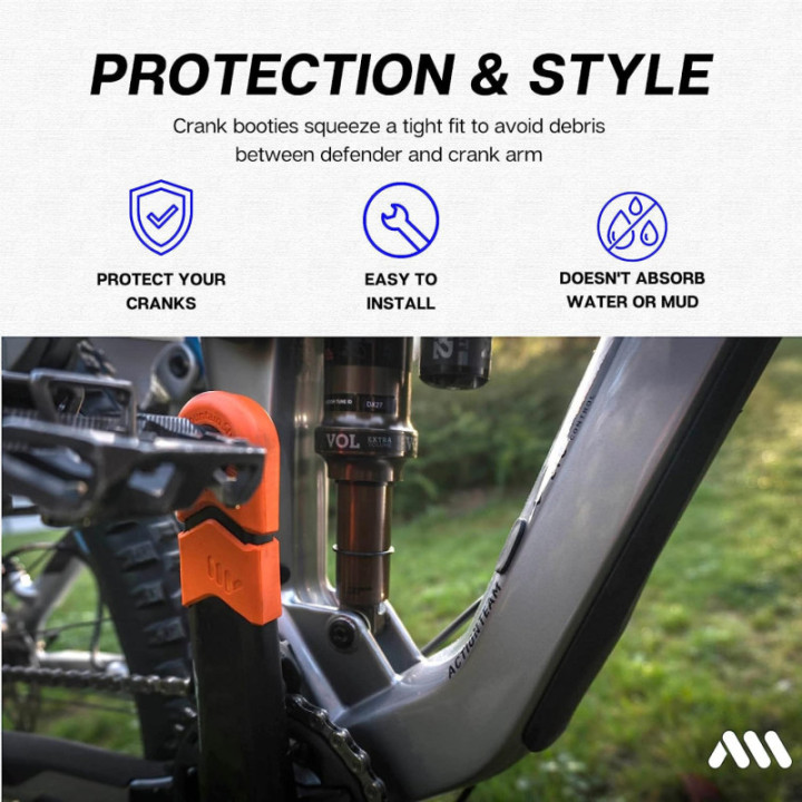 Cache manivelle - Protection pour pédaliers - Vélo - VTT - Orange - Crank defender