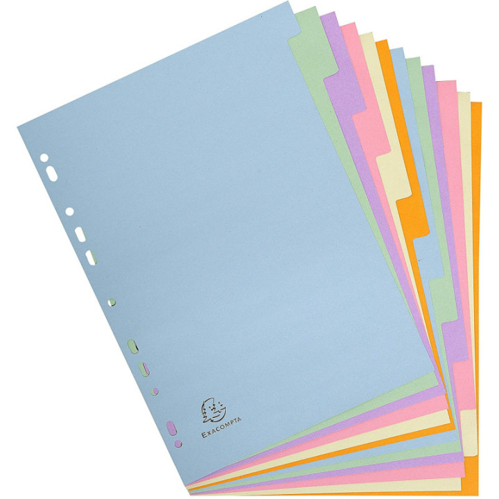 Intercalaires - Pour classeur - 12 positions - A4 - Carton rigide - Exacompta