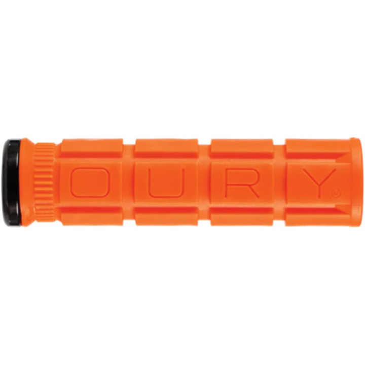 Poignées - Vélo - VTT - Verrouillables - Avec grip - Orange - 135mm x 33mm - Oury