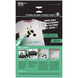 2 Feuilles Papier Transfert Textile A4 - Ctop