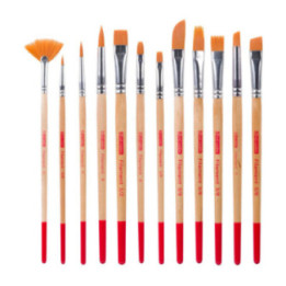 12 pinceaux - Peinture aquarelle - Assortiment formes - Synthétiques - Art Creation