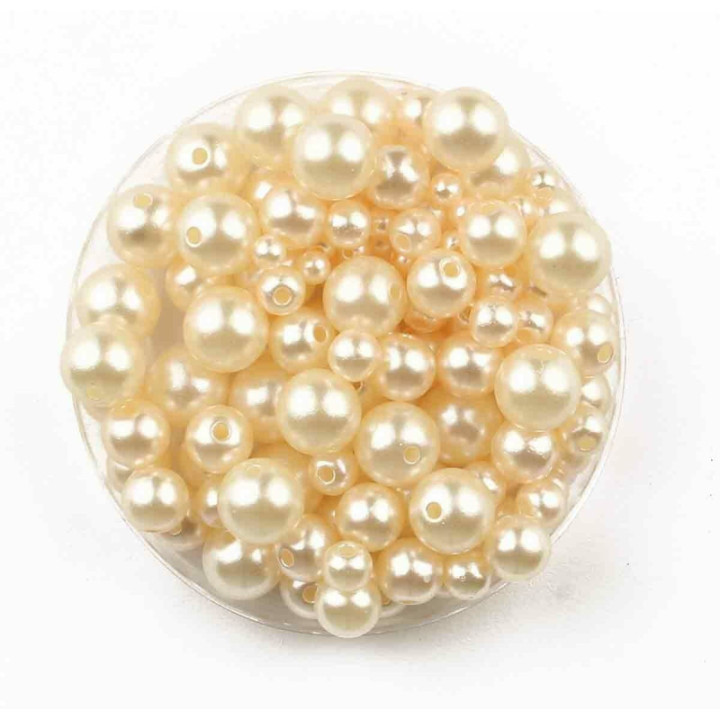 130 Perles Plastique Nacrées Blanc - Ctop