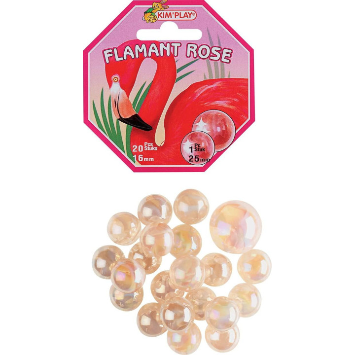 Billes - Filet de 20 billes + 1 calot - Rose - Flamant rose - Jeu - Enfant