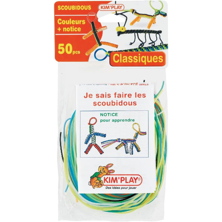 Scoubidous - 50 fils pour faire des scoubidous - Inclus notice pour apprendre