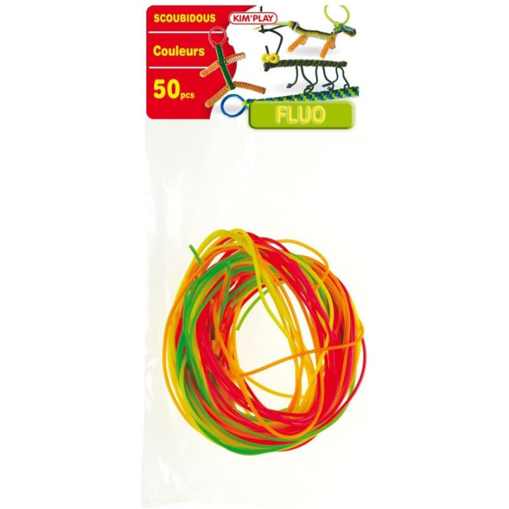 Scoubidous - 50 fils pour faire des scoubidous - Couleurs fluo - Enfant