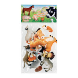 Jeu - Animaux de la ferme - Vache - Cochon - Canard - 12 figurines - Plastique