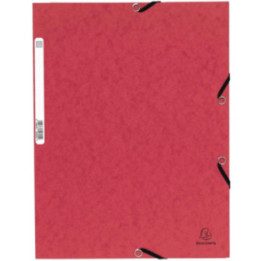 Chemise à élastiques - 3 rabats - Rouge - 24x32cm - Cartonnée - Exacompta