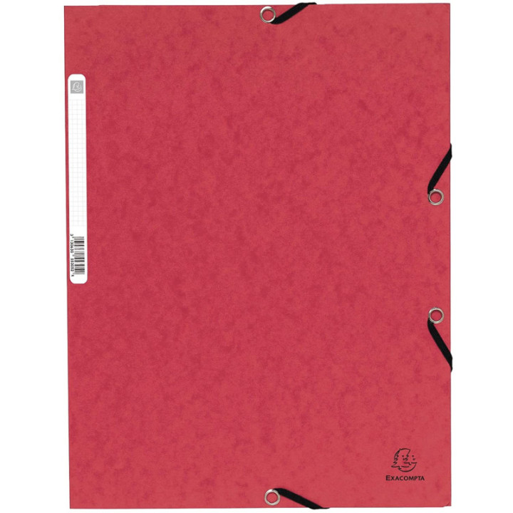 Chemise à élastiques - 3 rabats - Rouge - 24x32cm - Cartonnée - Exacompta