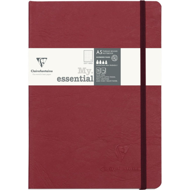 Carnet - Dessin - Ecriture - A5 - Couverture effet cuir - 192 pages - Rouge - Clairefontaine