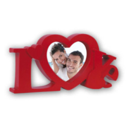 Cadre photo - Love - Format cœur 10x10cm - Rouge - A poser - Cadeau