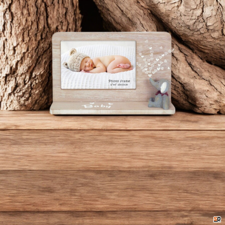 Cadre photo - Format photo 10x15cm - Bébé - Naissance - Bois - Décoration
