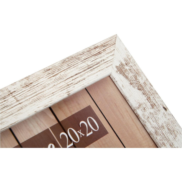 Cadre photo - Format photo 20x20cm - Cadre 25x25cm - Bois - Blanc - Vintage