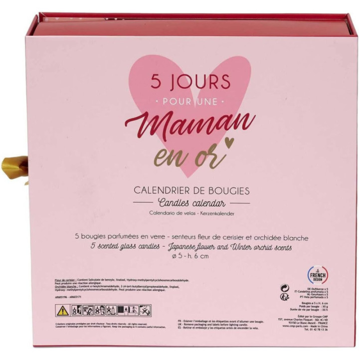 Bougies - Parfumées - Coffret - Calendrier - 5 jours - Fête des mères - Cadeau