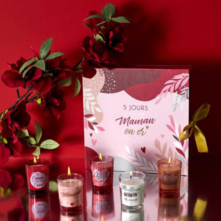 Bougies - Parfumées - Coffret - Calendrier - 5 jours - Fête des mères - Cadeau