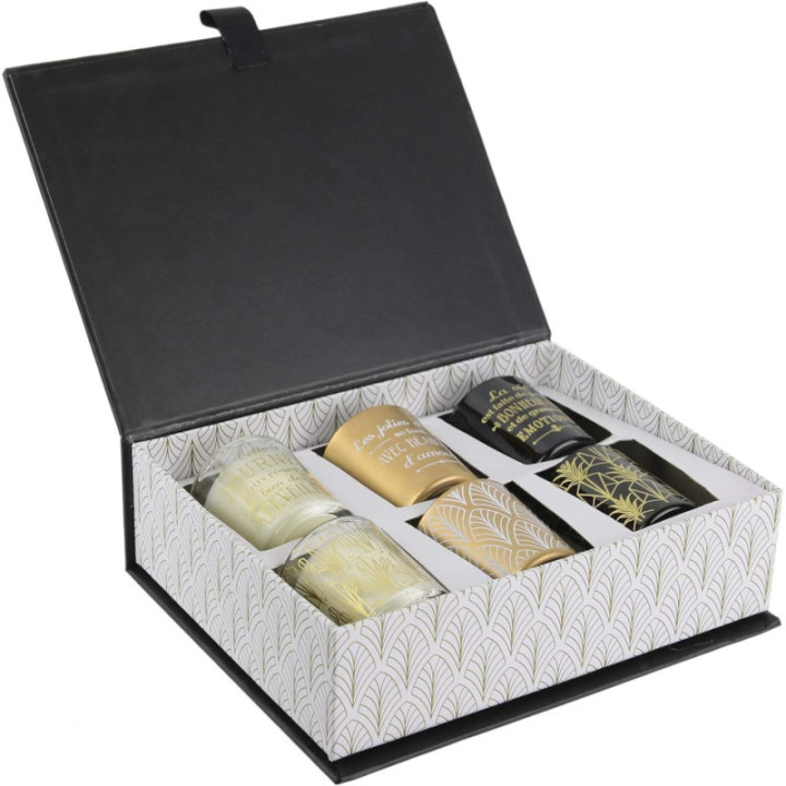 Bougies parfumées - Coffret - Senteur vanille - 6 pots en verre - Idées cadeaux