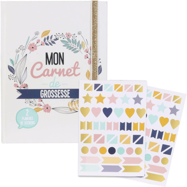 Carnet de grossesse - Future maman - 22x16 cm - Stickers inclus - Idées cadeaux