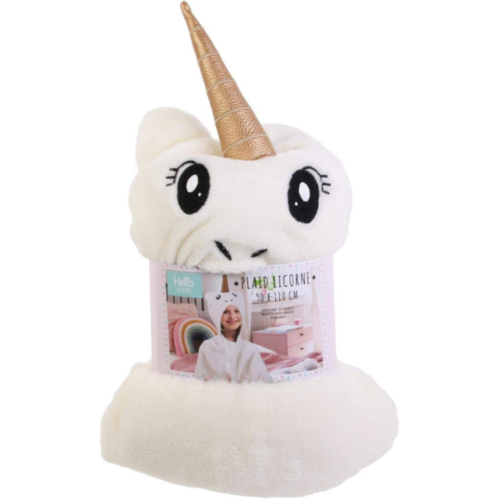 Plaid - Licorne - Avec capuche - Enfant - Doux - 90x110cm - Chambre enfant