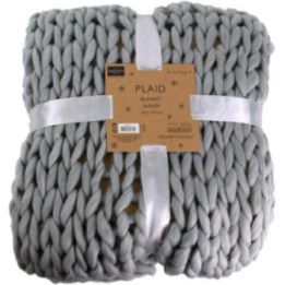 Plaid - Couverture - Gris - Grosse maille - Chaude - Cocooning - Cosy - 1,5x1,2m