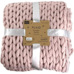 Plaid - Couverture - Rose - Grosse maille - Chaude - Cocooning - Cosy - 1,5x1,2m