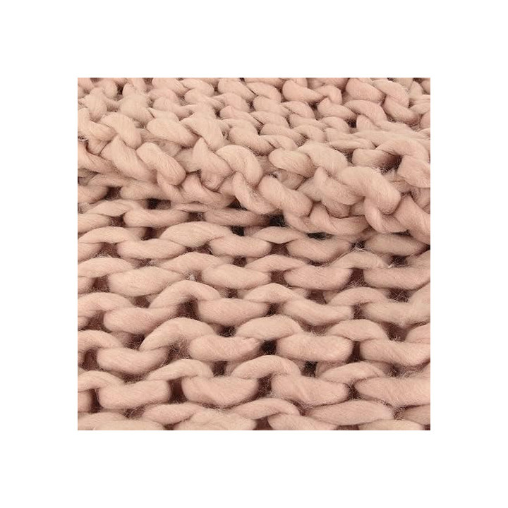 Plaid - Couverture - Rose - Grosse maille - Chaude - Cocooning - Cosy - 1,5x1,2m