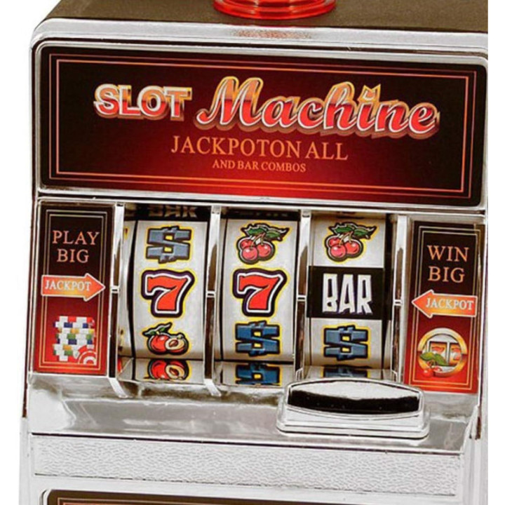 Mini machine à sous - Jackpot - Jeu - Tirelire - Idées cadeaux - 12x10x19cm