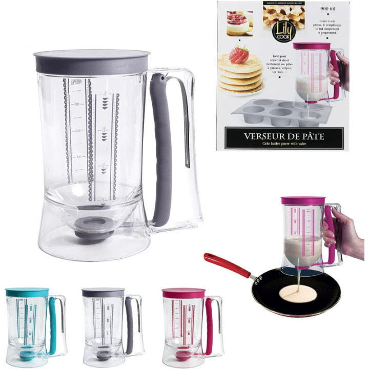 Verseur pour pâte à gâteaux - Avec piston - 900ml - Plastique - Gradué