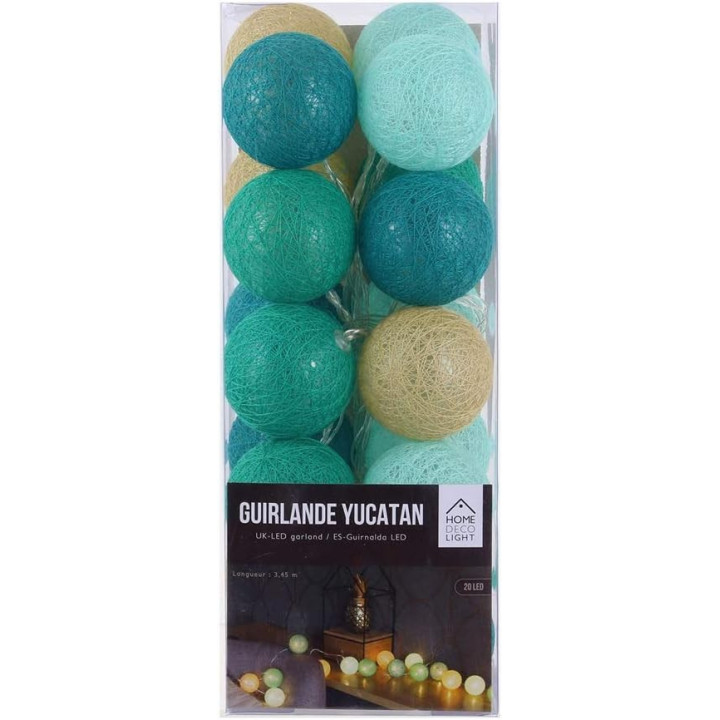 Guirlande - LED - Bleu/Beige - Déco - Maison - Chambre - 20 LED - 3,45m longueur
