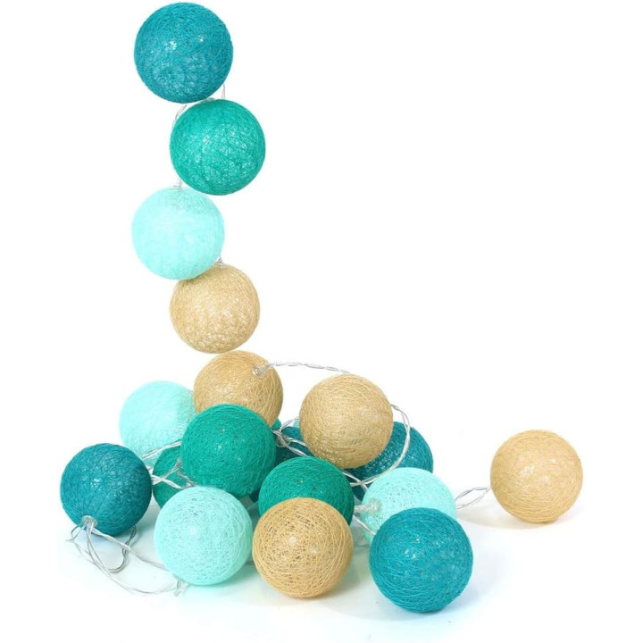 Guirlande - LED - Bleu/Beige - Déco - Maison - Chambre - 20 LED - 3,45m longueur