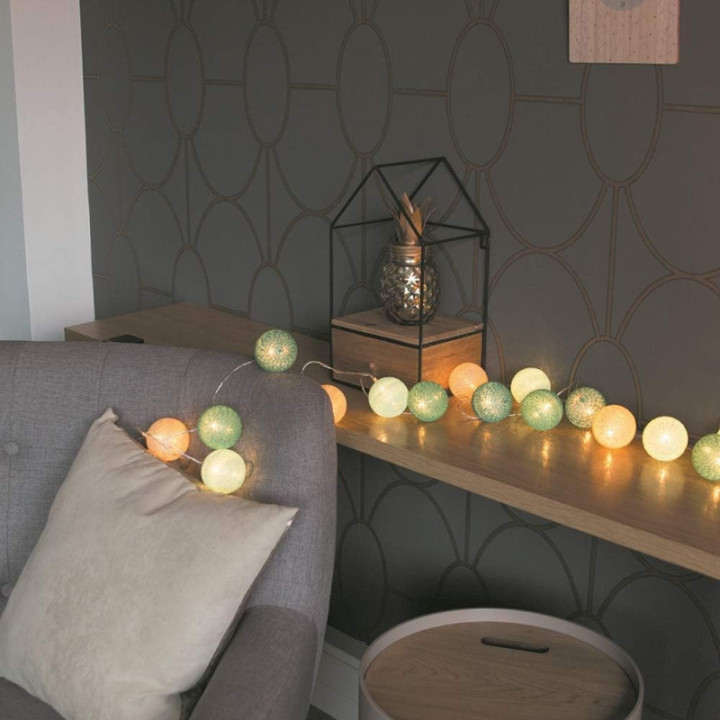 Guirlande - LED - Bleu/Beige - Déco - Maison - Chambre - 20 LED - 3,45m longueur