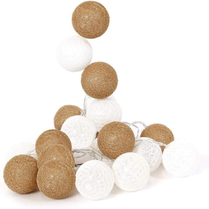 Guirlande - LED - Beige/Doré - Déco - Maison - Chambre - 20 LED - 3,45m longueur