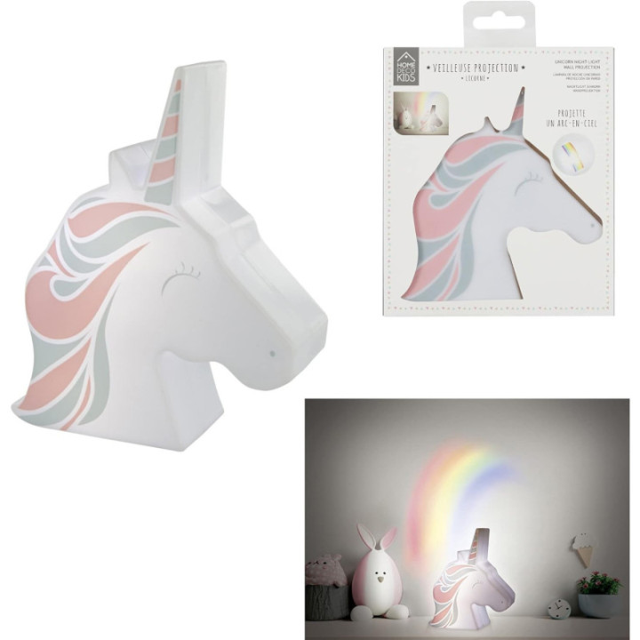 Veilleuse - Licorne - Projette un arc-en-ciel - Chambre d'enfant - LED - Fille