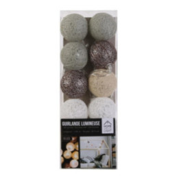 Guirlande - LED - Beige et blanc - Déco - Maison - Chambre - 10 LED - 1,92m longueur