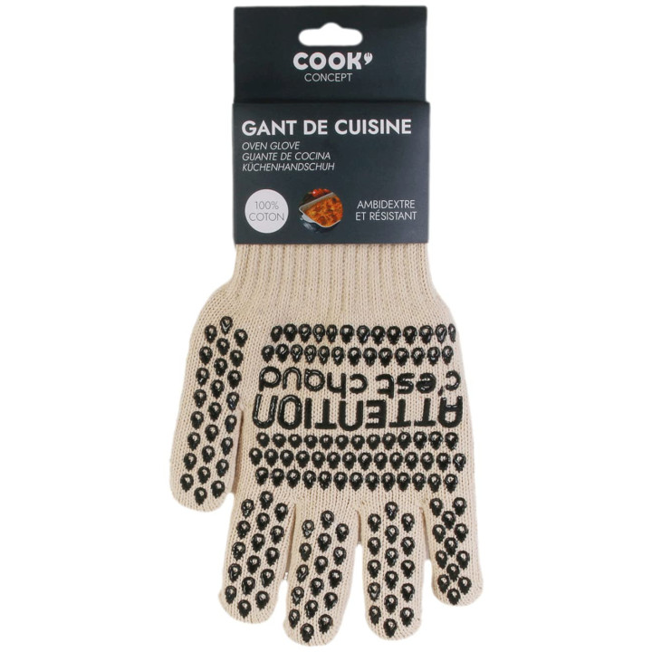 Gant de cuisine - Manique - Protection chaleur - Avec picots antidérapants - Taille unique