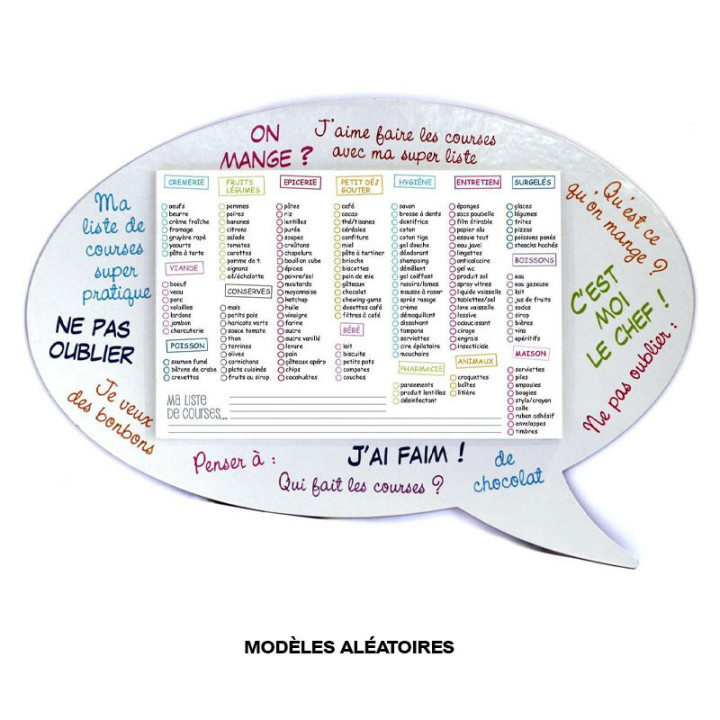 Tableau - Mémo - Liste de courses - Aimanté - A fixer sur le frigo - Feuilles détachables