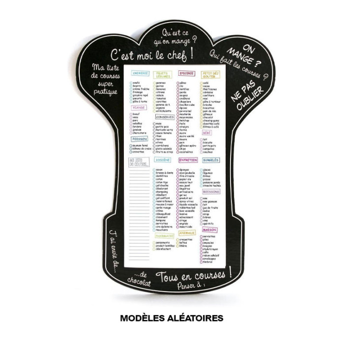 Tableau - Mémo - Liste de courses - Aimanté - A fixer sur le frigo - Feuilles détachables