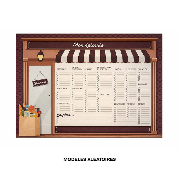 Tableau - Mémo - Liste de courses - Aimanté - A fixer sur le frigo - Feuilles détachables