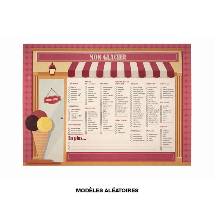 Tableau - Mémo - Liste de courses - Aimanté - A fixer sur le frigo - Feuilles détachables