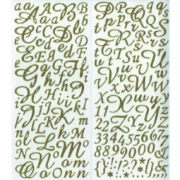 Stickers - Autocollants - Lettres de l'alphabet - Or pailleté - 177 pièces - Scrapbooking