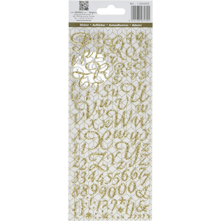 Stickers - Autocollants - Lettres de l'alphabet - Or pailleté - 177 pièces - Scrapbooking
