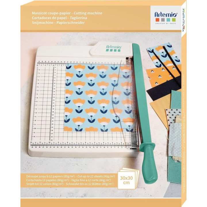 Massicot - Coupe-papier - Jusqu'à 12 feuilles 30x30cm - Gradué - Quadrillage