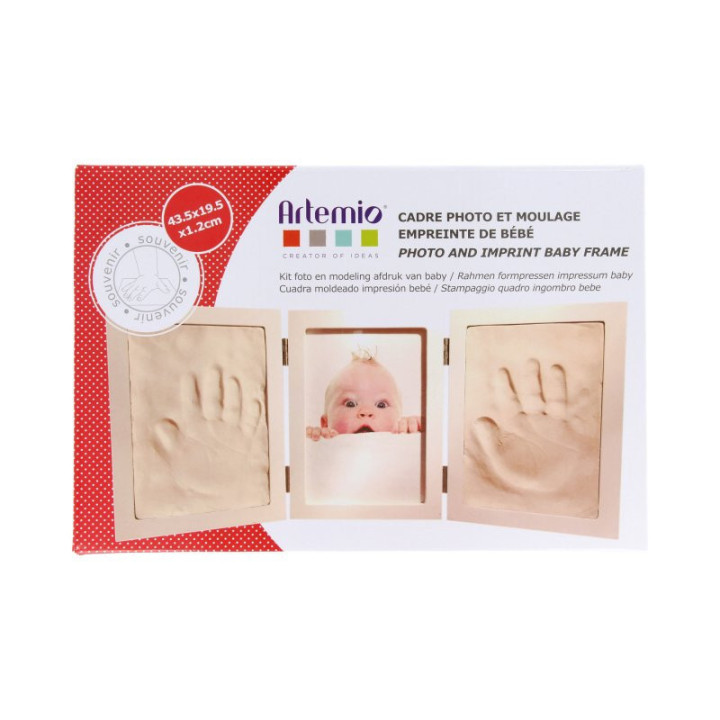Kit pour faire des empreintes - Bébé - Avec cadre photo - 43,5x19,5cm - Artemio
