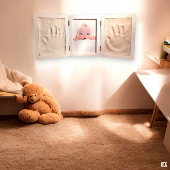 Kit pour faire des empreintes - Bébé - Avec cadre photo - 43,5x19,5cm - Artemio