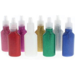 Colle à paillettes - Assortiment 8 couleurs - Papier, bois, plastique - 8x25ml - Scrapbooking